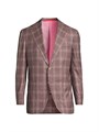 Пиджак Isaia в клетку из 100% шерсти с двумя пуговицами, лацканами и боковыми накладными карманами 11011450