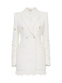Двубортный пиджак Chloe с гипюровыми рукавами, легкая смесовая ткань, 55% хлопок, 28% полиамид, 17% лен 11008697
