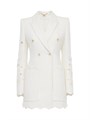 Двубортный пиджак Chloe с гипюровыми рукавами, легкая смесовая ткань, 55% хлопок, 28% полиамид, 17% лен 11008697