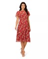 Шифоновое миди-платье с принтом и короткими рукавами для женщин от Adrianna Papell с вырезом-лодочкой 11022736