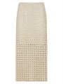Миди-юбка с вышивкой Zellige от Brunello Cucinelli, выполненная из джута и хлопка, с шелковистой подкладкой 11015656
