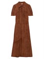 Замшевое платье Prada с элегантным дизайном, короткими рукавами и воротником-рубашкой 11008532
