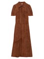 Замшевое платье Prada с элегантным дизайном, короткими рукавами и воротником-рубашкой 11008532