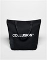 Collusion Универсальная большая черная сумка-тоут с логотипом и двумя плотными холщовыми ручками 11040781