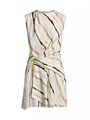 Мини-платье Delia в полоску с асимметричным сбором на бедрах и высоким воротником от A.L.C. 10042924