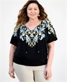 J&amp,M Collection Модная блузка большого размера с цветочным принтом и застежкой-капелькой, эксклюзивно в Macy',s 11045643