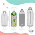 ZAK Designs Детская бутылка для воды 414 мл из нержавеющей стали с соломинкой и крышкой от протечек, для школы и путешествий 11051113