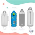 ZAK Designs Детская бутылка для воды 414 мл из нержавеющей стали с соломинкой и крышкой от протечек, для школы и путешествий 11051113