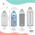 ZAK Designs Детская бутылка для воды 414 мл из нержавеющей стали с соломинкой и крышкой от протечек, для школы и путешествий 11051113