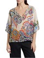 Блузка из купро с узором пейсли и рукавами три четверти от Johnny Was, модель Milo 11011515