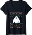 Женская футболка с рождественским принтом Yeti, лёгкая, с V-образным вырезом, 100% хлопок 11090879