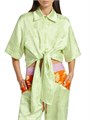Короткая рубашка Rosie Assoulin Tie Me Up из цветного жаккарда с поясом, 53% вискозы 11030356