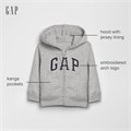 Gap Мальчиковая флисовая толстовка с капюшоном, 0-3 месяца, 77% хлопок, 23% полиэстер, стильный детский дизайн 10022759