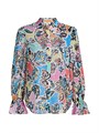 Цветочная блузка Lacey Rainbow Oasis от Milly с длинными рукавами, 100% полиэстер 11013618