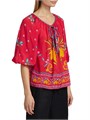 Johnny Was Блуза большего размера Monaco с бабочками и цветочным принтом, 65% вискоза, 35% шелк, рукава три четверти 10043108