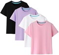 Набор из 4-х хлопковых футболок Gihuo с коротким рукавом для девочек на лето, базовые детские футболки 10022711