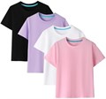 Набор из 4-х хлопковых футболок Gihuo с коротким рукавом для девочек на лето, базовые детские футболки 10022711