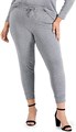 Женские спортивные брюки большого размера Anne Klein серебристого металлизированного цвета с завязками, размер 3X 11045518