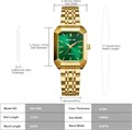 Golden Hour Женские кварцевые часы с прямоугольным циферблатом, золотым корпусом из нержавеющей стали и браслетом с пятью звеньями 11054646