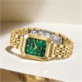 Golden Hour Женские кварцевые часы с прямоугольным циферблатом, золотым корпусом из нержавеющей стали и браслетом с пятью звеньями 11054646