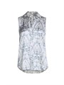 Гладкая шелковая блуза без рукавов Emmy с ажурным принтом и воротником, L',Agence 10042923