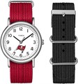 Timex Унисекс-часы 38 мм с серебристым корпусом и красным ремешком, логотипом Tampa Bay Buccaneers 11069778