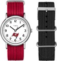 Timex Унисекс-часы 38 мм с серебристым корпусом и красным ремешком, логотипом Tampa Bay Buccaneers 11069778