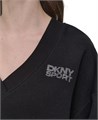 Женский лонгслив DKNY из 100% хлопка с V-образным вырезом и стразами-логотипом 11031018