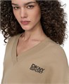Женский лонгслив DKNY из 100% хлопка с V-образным вырезом и стразами-логотипом 11031018