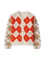 Детский кардиган Burberry с круглым вырезом, 100% шерсть, ромбовидный узор, длинные рукава 11026252