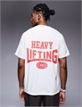 Быстросохнущая футболка 4505 Heavy Lifting с принтом на спине и рельефным воротником, молочно-белого цвета 11040776