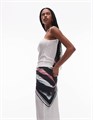 Topshop Шарф из сатина с абстрактным принтом, квадратная форма, завязка, многофункциональное использование 11038683