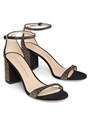 Stuart Weitzman Сандалии на блок-каблуке Nudist Shine 75MM из замши с кристаллическими украшениями 11022889