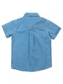 Рубашка с коротким рукавом из денима светло-голубого цвета RuffleButts с пуговичной застежкой 10046076