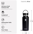 Hydro Flask Бутылка для воды 32 унции из нержавеющей стали с широким горлом, термоизолированная, непротекаемая 11058598