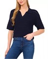 Женский свитер-поло CeCe с короткими рукавами, удобная и стильная открытая вязка 11045579