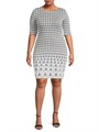 Платье-футляр от Ming Wang с геометрическим узором и лодочным вырезом, 52% вискоза, 48% полиэстер, размер Plus 11030115
