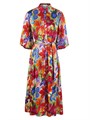 AFEW Rahul Mishra Широкое шелковое платье-рубашка с ярким цветочным рисунком и завязкой на талии от AFEW 11025064
