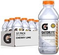Gatorade Электролитный напиток для быстрого восстановления, вкус вишня-лайм, упаковка из 12 бутылок по 591 мл, содержит 5 электролитов, на 60% меньше сахара 11088246
