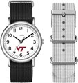 Timex Часы унисекс 38 мм с серебристым корпусом и черным ремешком, с логотипом Virginia Tech Hokies, водонепроницаемые 11099997