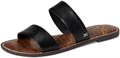 Женские кожаные черные сандалии Sam Edelman Gala Flat с двумя ремешками и удобной конструкцией 11096493