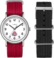 Timex Унисекс часы Weekender 38 мм, серебристый корпус, красный ремешок с логотипом Ohio State Buckeyes 11055878