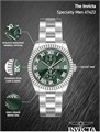 Мужские часы Invicta Specialty 43 мм из нержавеющей стали с зеленым циферблатом и кварцевым механизмом VH61 11100213