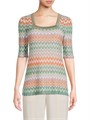 Туника с разноцветными зигзагообразными полосами и квадратным вырезом из трикотажа «пойнтель» от Misook 11009219