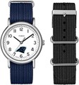 Timex Унисекс-часы с серебристым корпусом диаметром 38 мм, с синим ремешком длиной 20 см, Carolina Panthers 11067618