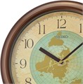 Seiko Стенные часы с глобусом, металл коричневый, 32,5 см, легко читаемые арабские цифры 11064718