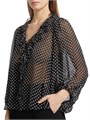 Alice + Olivia Шифоновая блуза Betsie с рюшами и металлическими горошинами, 85% шелк, 15% вискоза 10042885