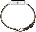Timex Женские наручные часы с прямоугольным корпусом 21 мм, серебристым корпусом, белым циферблатом и черным кожаным ремешком 11063568