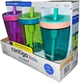 Contigo Детские непроливайки с трубочкой, 3 штуки, розовые, зеленые, аквамариновые, 414 мл, легкие в уходе, 100% без BPA 11079108