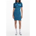Платье-свитер в яркую полоску от Desigual, с коротким рукавом и воротником-поло, 72% вискоза 10045572